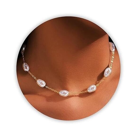 Pearl Necklace Choker Baroque Jewelry for Women Unique Stylish Gift - Picture 7 of 7